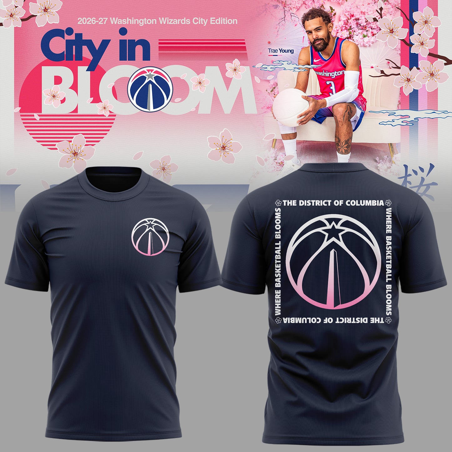 Washington Wizards Merch - Cherry Blossom T-Shirt - City In Bloom Collecions