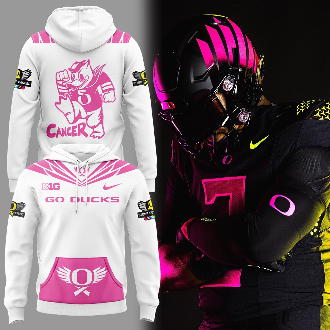 Limited Edition Oregon Ducks Breast Cancer Hoodie-KC10032515