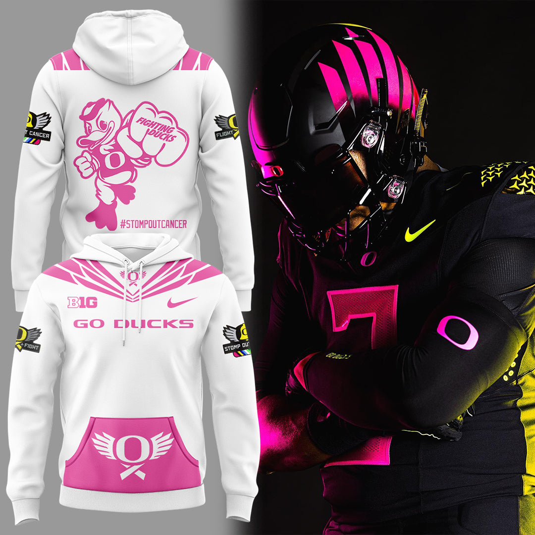 Limited Edition Oregon Ducks Breast Cancer Hoodie-KC10032516