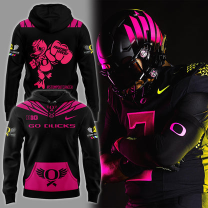 Limited Edition Oregon Ducks Breast Cancer Hoodie-KC10032517