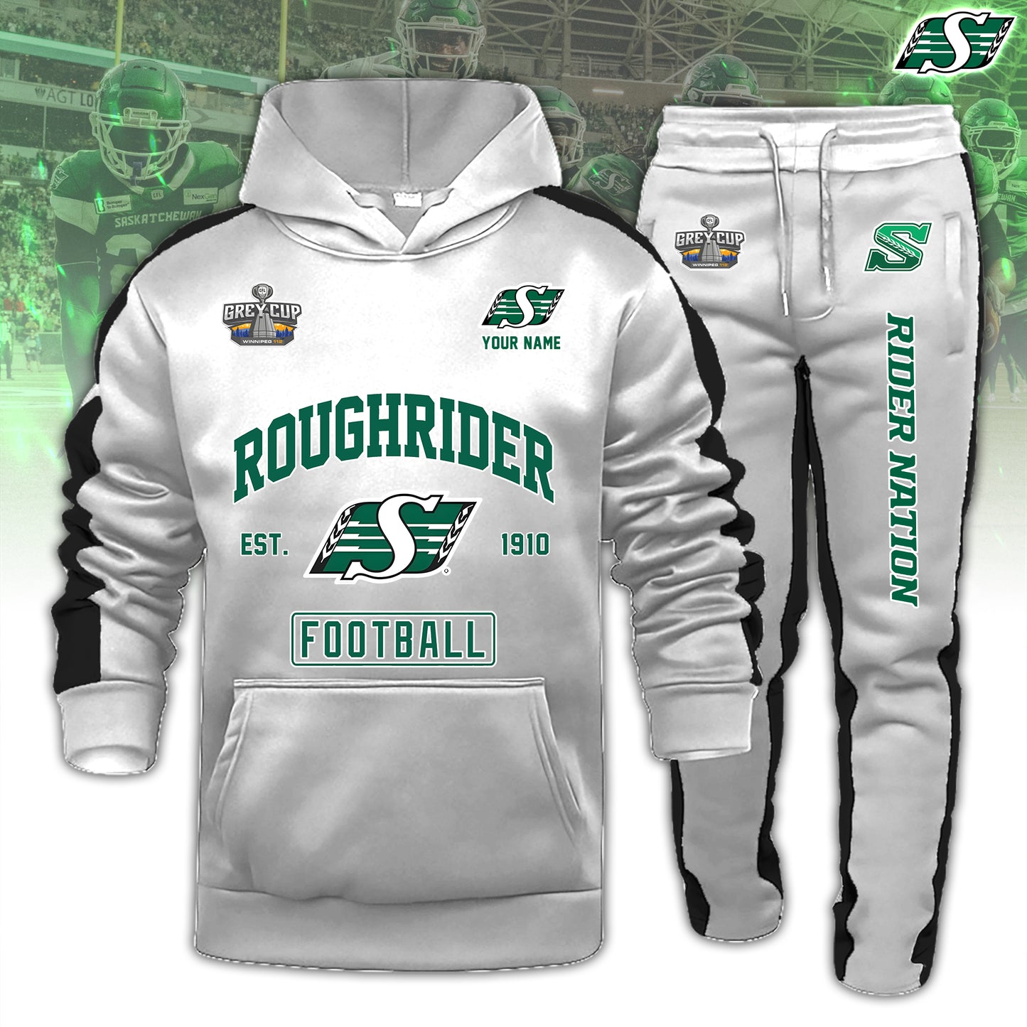Saskatchewan Roughriders 112th Grey Cup champion White Hoodie Version 3