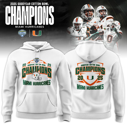 Miami Hurricanes College Football Playoff 2025 Cotton Bowl Champions Hoodie v2