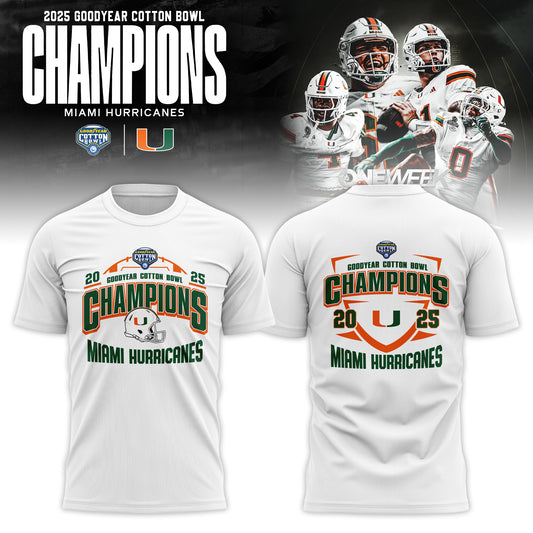 Miami Hurricanes College Football Playoff 2025 Cotton Bowl Champions T-Shirt v2