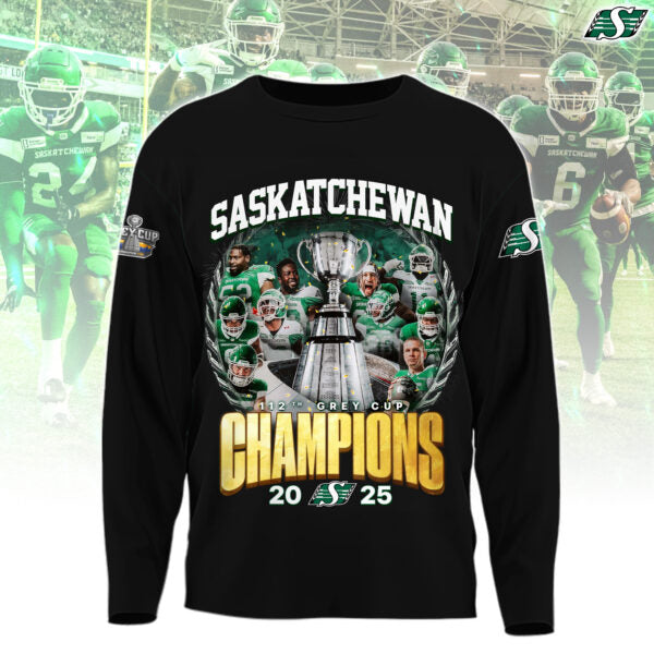 Saskatchewan Roughriders 112th Grey Cup champion Black Long Sleeve