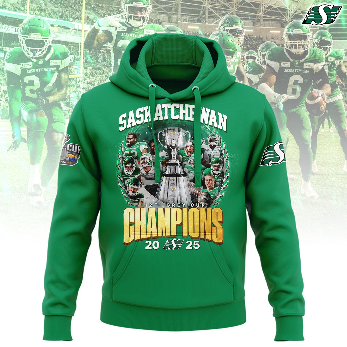 Saskatchewan Roughriders 112th Grey Cup champion Green Hoodie Version 2