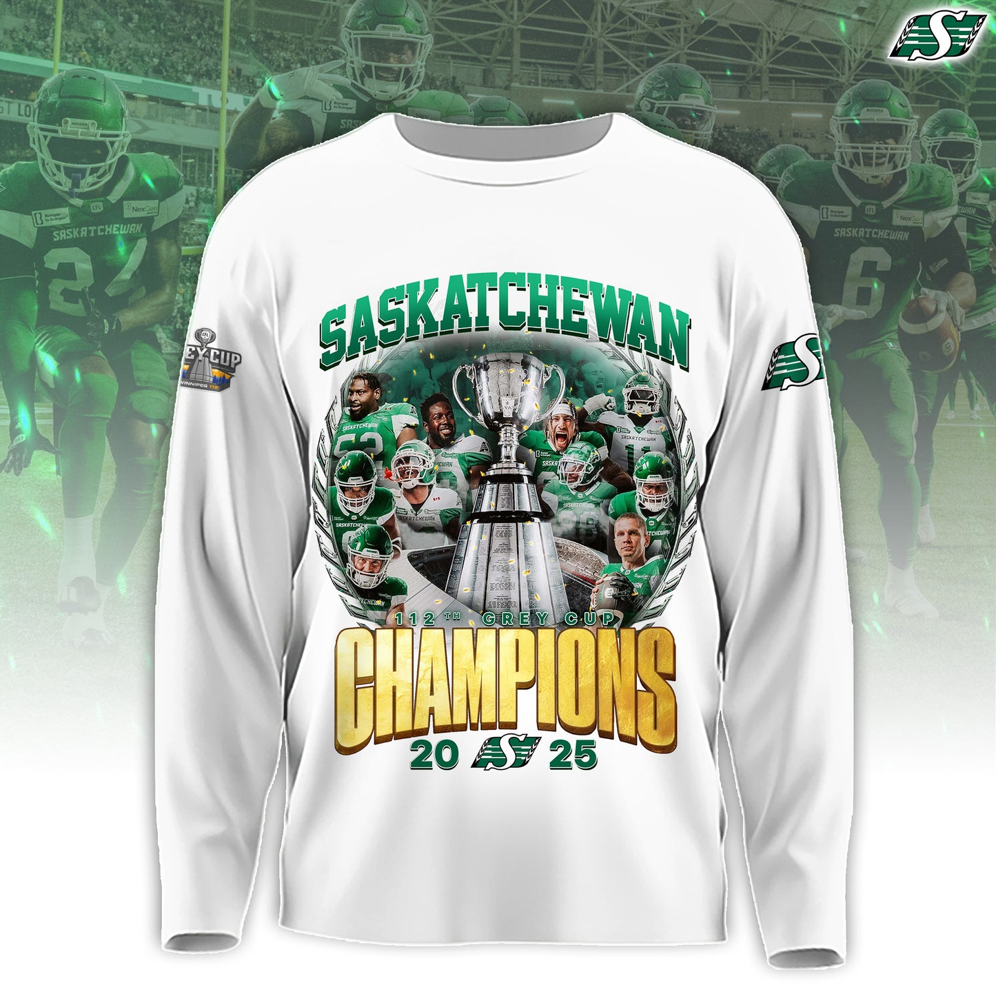 Saskatchewan Roughriders 112th Grey Cup champion White Long Sleeve