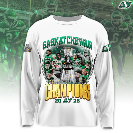 Saskatchewan Roughriders 112th Grey Cup champion White Long Sleeve