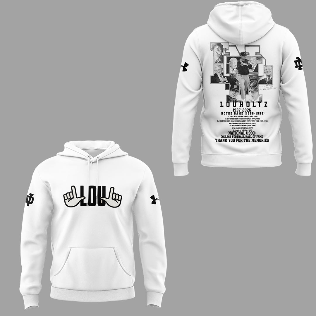 Limited Edition Irish FB Remembering the life and legacy of Lou Holtz 1937-2026 Hoodie