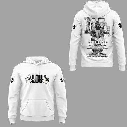 Limited Edition Irish FB Remembering the life and legacy of Lou Holtz 1937-2026 Hoodie