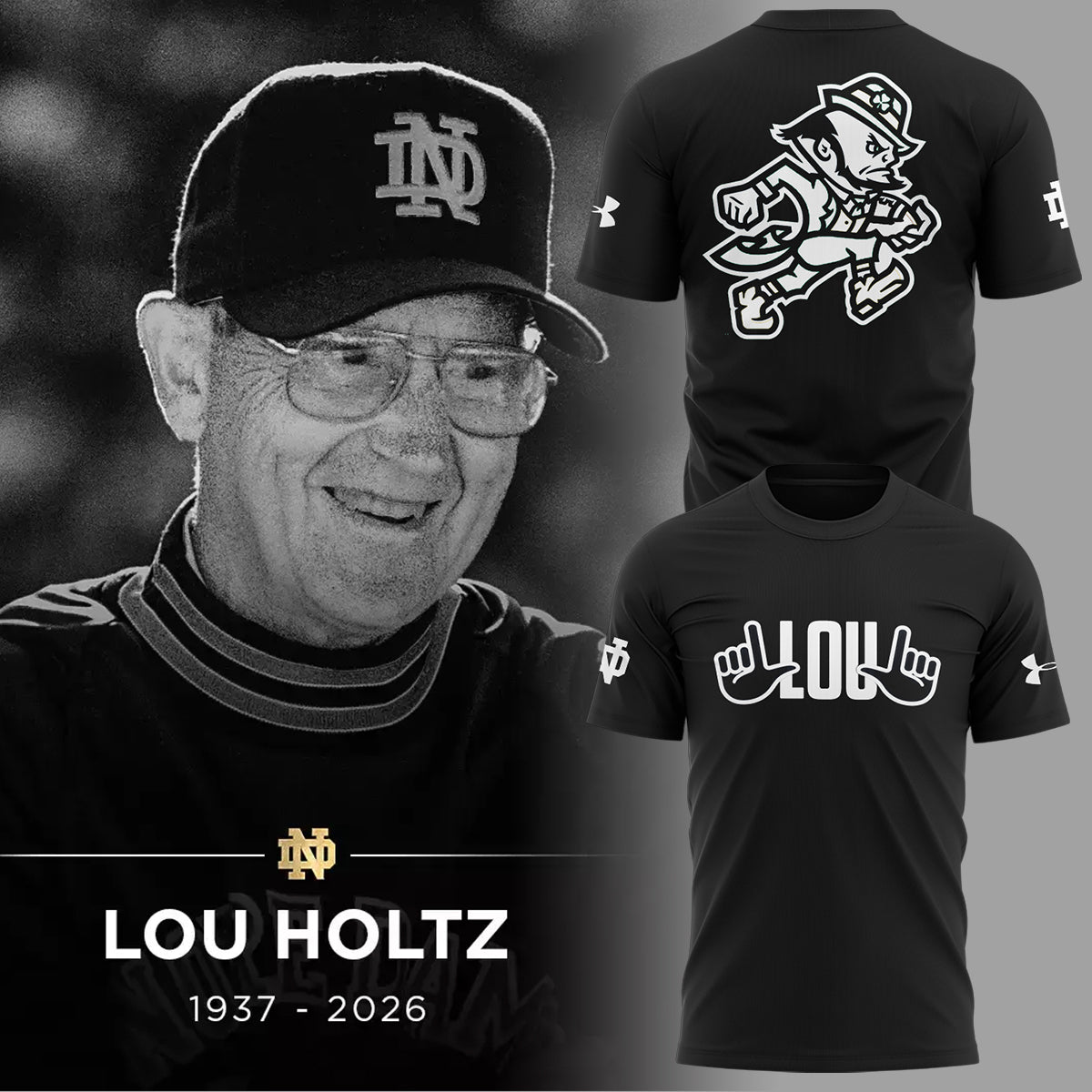 Limited Edition Irish FB Remembering the life and legacy of Lou Holtz 1937-2026 TShirt
