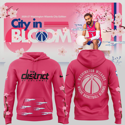 Washington Wizards Merch - Cherry Blossom Hoodie - City In Bloom Collecions