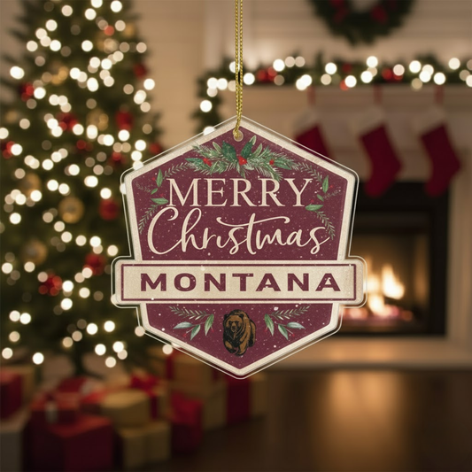 (4.5 x 4.5 inch) Montana Grizzlies Acrylic Ornament