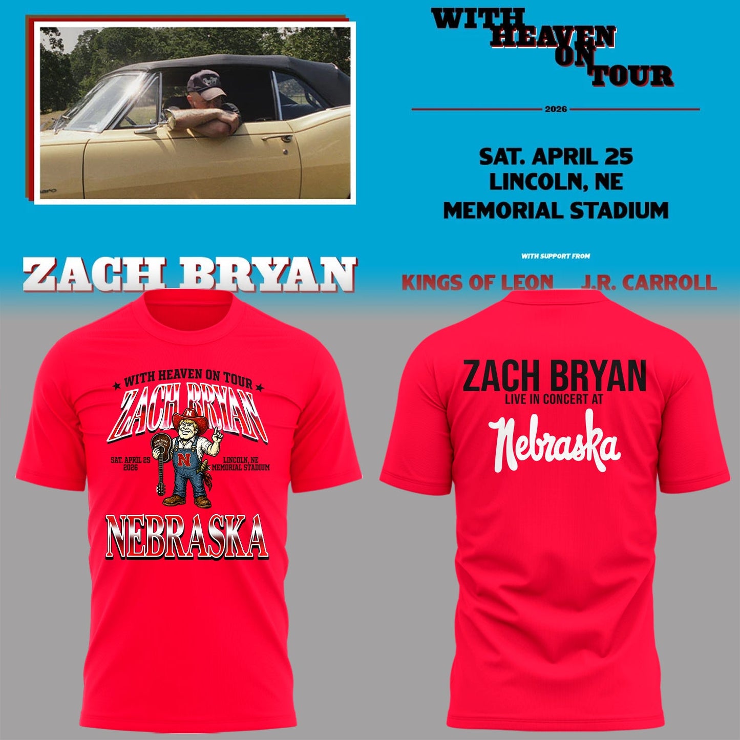 Limited Edition “With Heaven On Tour 2026” at Memorial Stadium Tshirt