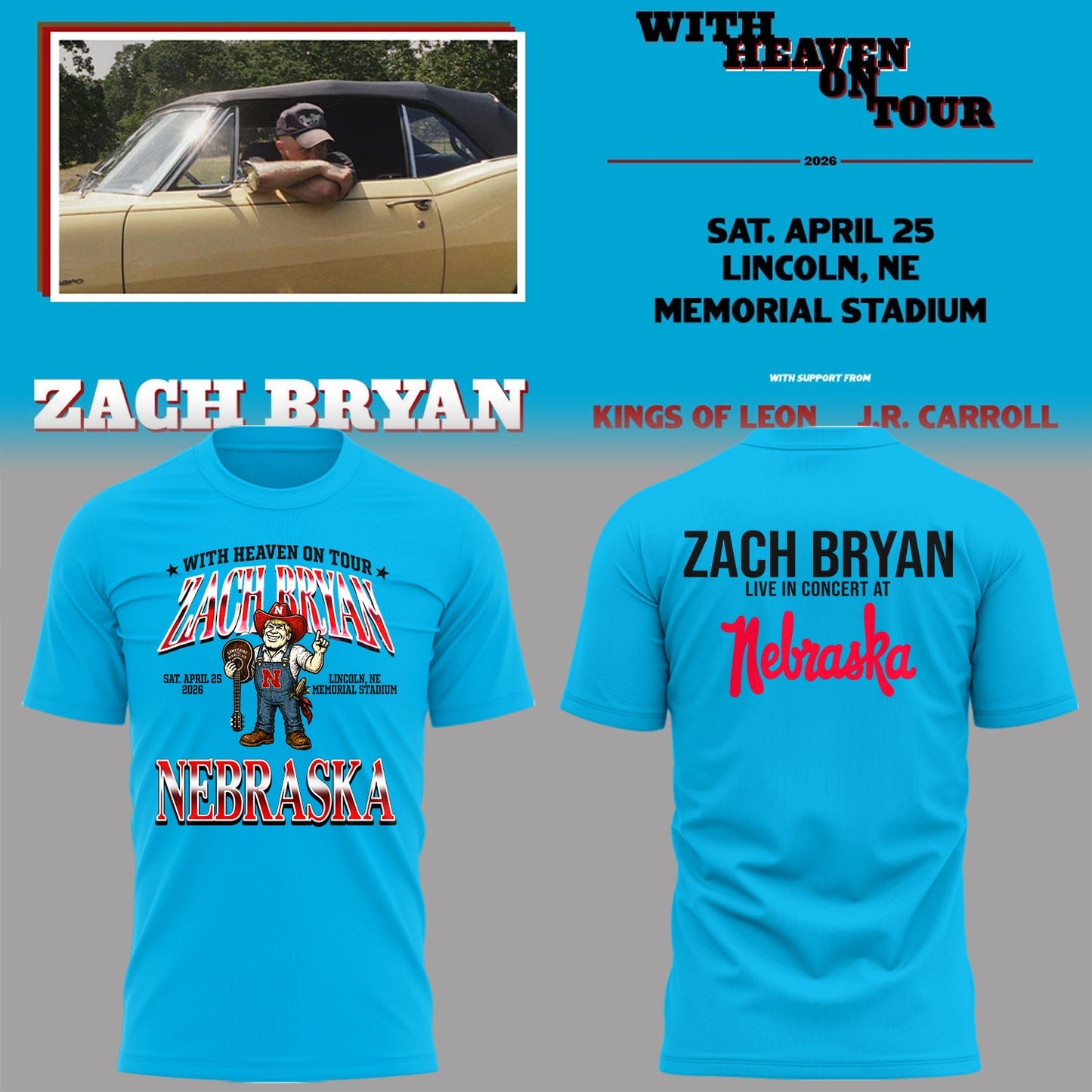 Limited Edition “With Heaven On Tour 2026” at Memorial Stadium Tshirt