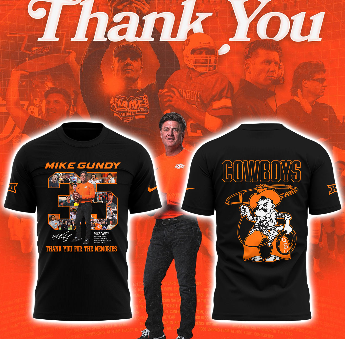 Thank you, Mike Gundy, for 35 years of wholehearted dedication to OSU Football TShirt
