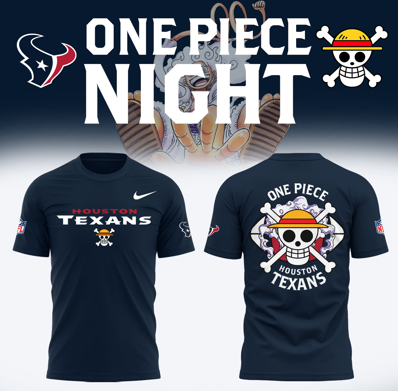 One Piece x Houston Texans Limited Edition T-Shirt
