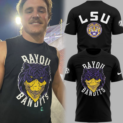 Limited Edition LSU Football Bayou Bandits Logo Black TShirt-PU25090201