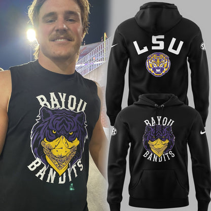 Limited Edition LSU Football Bayou Bandits Logo Black Hoodie-PU25090202