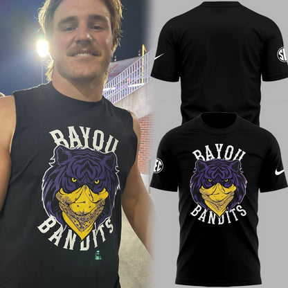 Limited Edition LSU Football Bayou Bandits Logo Black TShirt-PU25090331