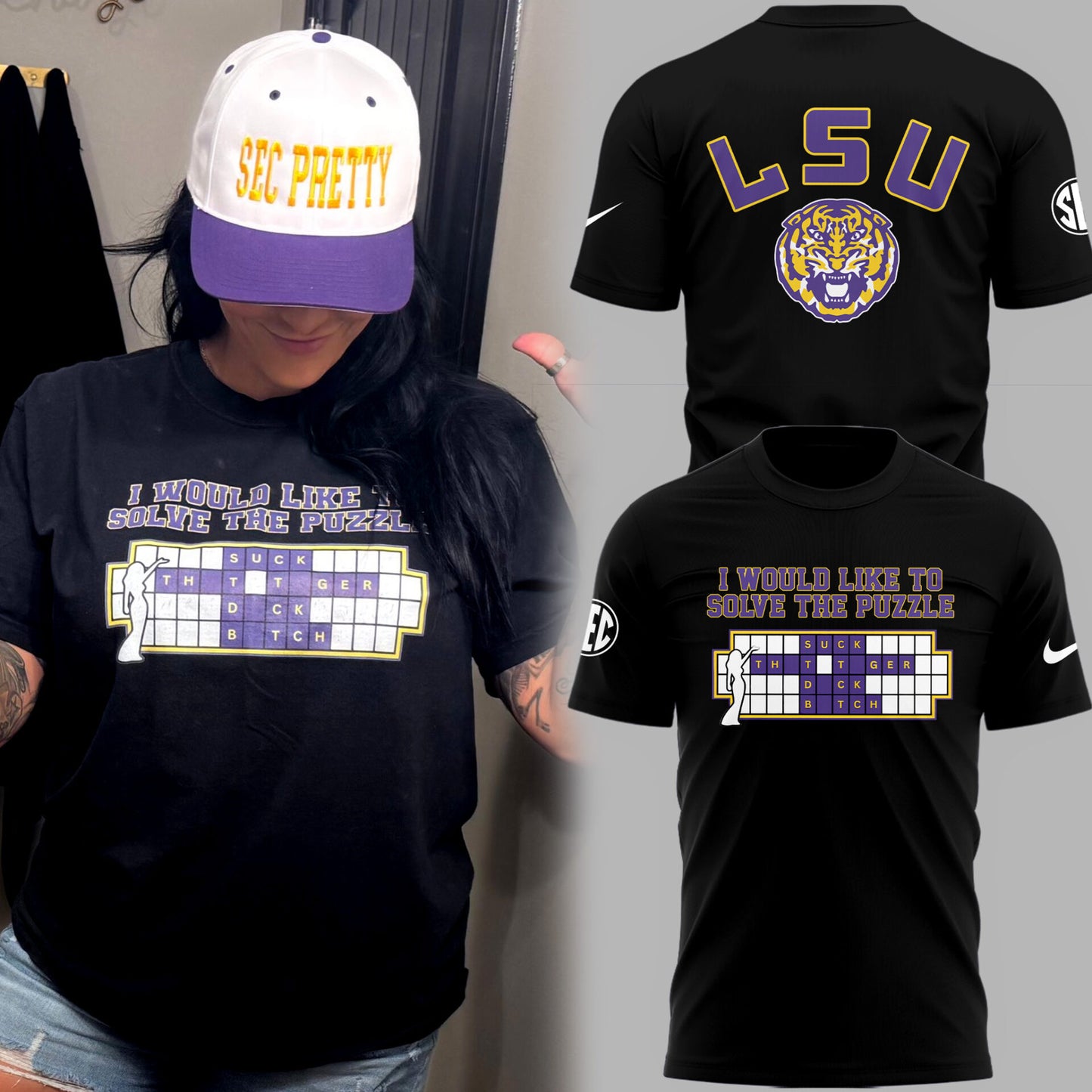 Limited Edition LSU Football "I would like to solve the puzzle" Logo TShirt-PU25090750