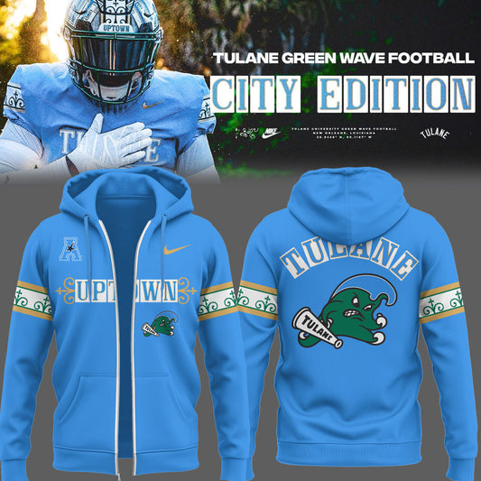 Limited Edition Tulane Football City Edition #UptownFootball Zip Hoodie-PU25102223