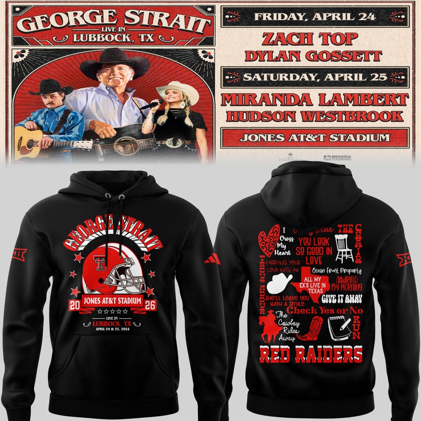 Limited Edition G. Strait x Texas Tech At Jones AT&T Stadium Hoodie