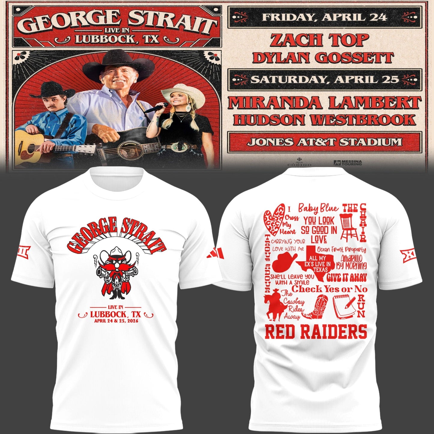 Limited Edition G. Strait x Texas Tech At Jones AT&T Stadium Tshirt