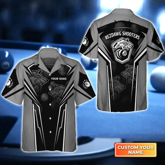Rezdawg Shooters Wolf Billiard Team Personalized Name Hawaiian Shirt | Billiards Shirt