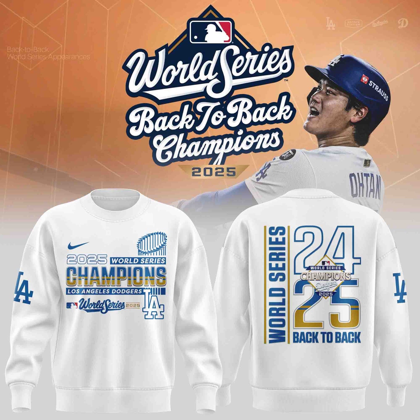 .Los Angeles Dodgers – 2025 Back to Back World Series Champions Sweatshirt