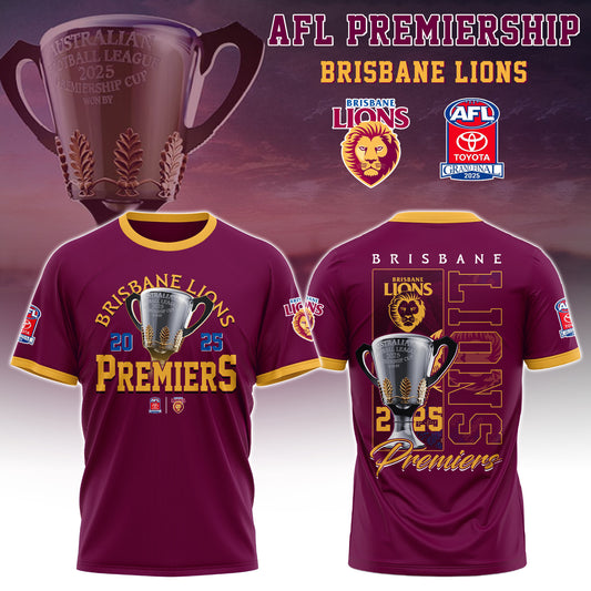 .    Brisbane Lions - AFL 2025 Champions T-shirt Ver 2