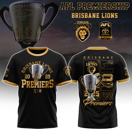 .    Brisbane Lions - AFL 2025 Champions T-shirt Ver 1