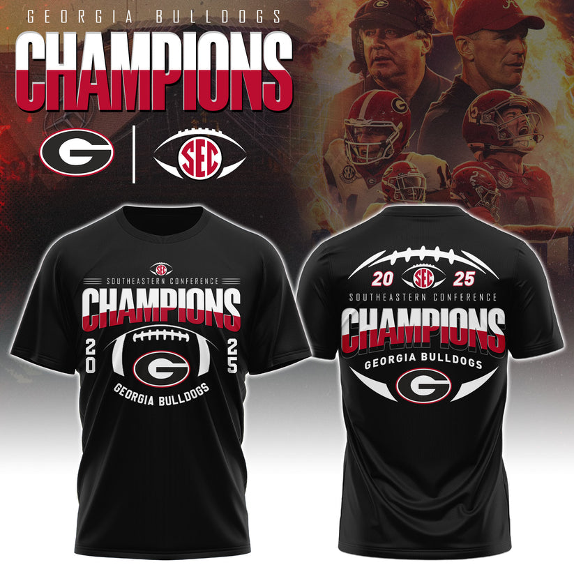 Georgia Bulldogs 2025 SEC Conference Champions Combo T-Shirt
