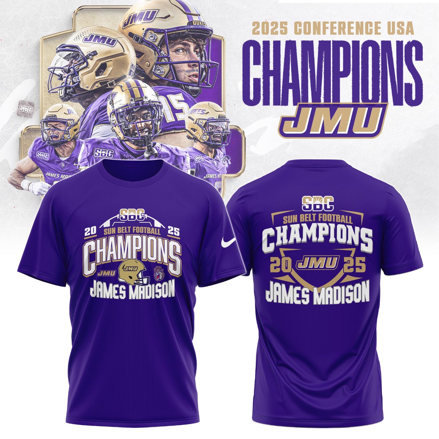 .JMU 2025 Sun Belt Football Conference Champions T-Shirt Limited Edition