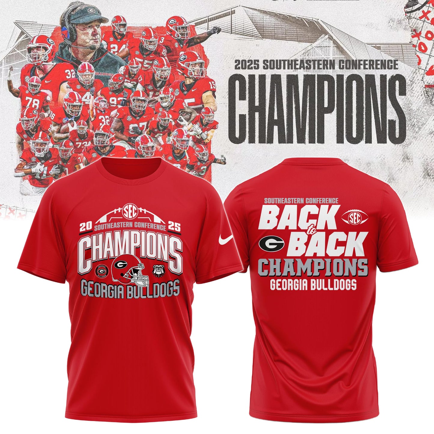 UGA 2025 SEC Football Conference Champions T-Shirt Limited Edition