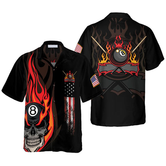 Flame Skull Billiard Pool Hawaiian Shirt | Billiards Shirt