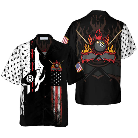 Billiard Skull Flag Hawaiian Shirt | Billiards Shirt