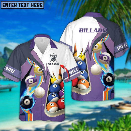 Billiard Purple Personalized Name Hawaiian Shirt | Billiards Shirt