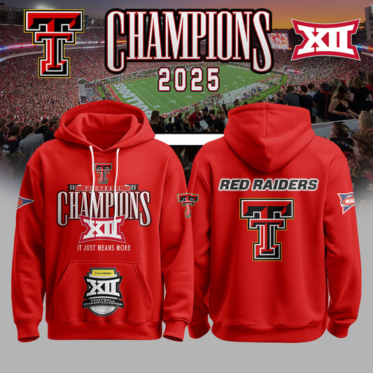 Texas Tech Red Raiders 2025 CHAMPIONS Big12 Football Combo Hoodie