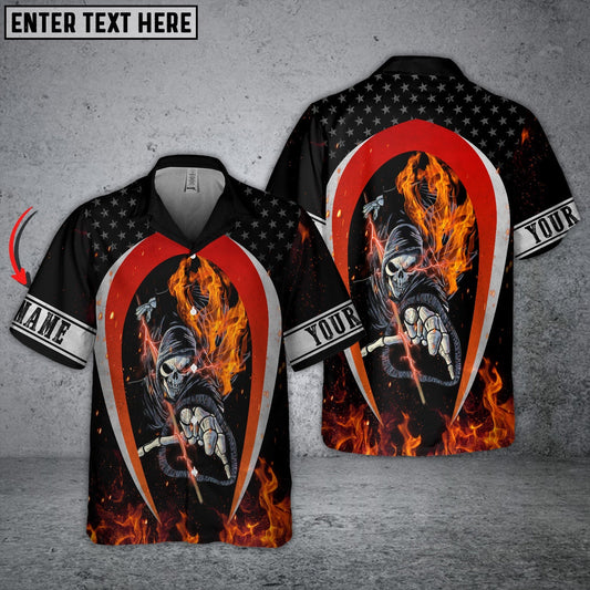 Skull Fire Billiard Personalized Name Hawaiian Shirt | Billiards Shirt