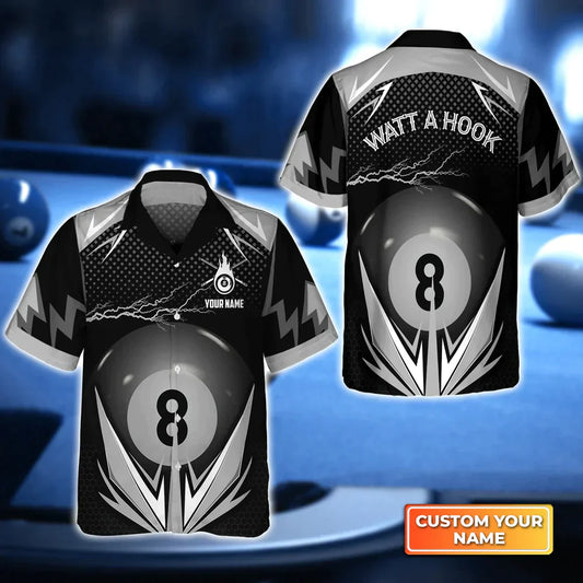 Watt A Hook Team Billiard Pool 8 Ball Personalized Name Hawaiian Shirt | Billiards Shirt