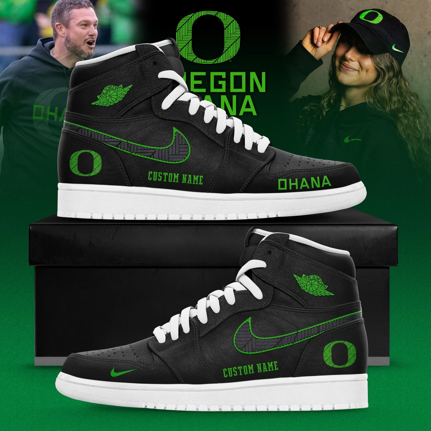 _Oregon Ducks Ohana 2025 Custom AJ1 Sneakers