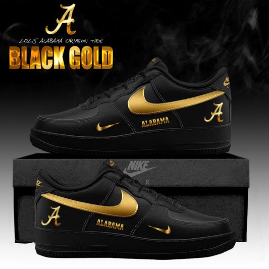 "FREE SHIPPING" - Alabama Crimson Tide Gold In Black 2025 AF1 Special Edition