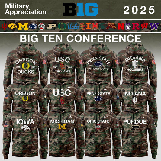 Big Ten Conference Teams 2025 Military Appreciation Limited Edition Hoodie – Camo