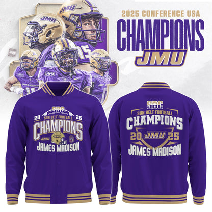 .JMU 2025 Sun Belt Football Conference Champions Button Bomber Limited Edition