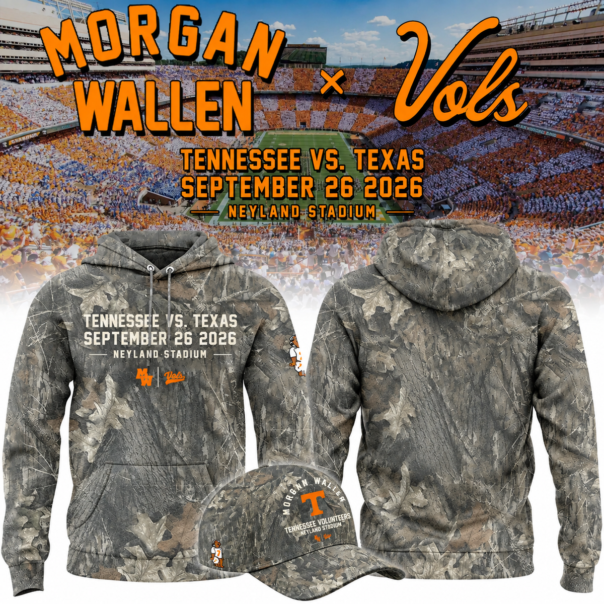 02.Morgan Wallen x Tennessee Volunteers Camo Event 2026 -Hoodie