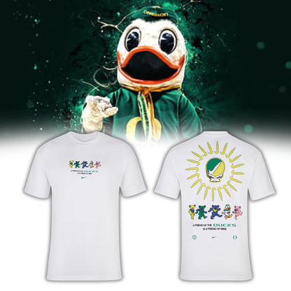 Oregon Ducks Grateful Ducks Dancing Bears T-Shirt - White