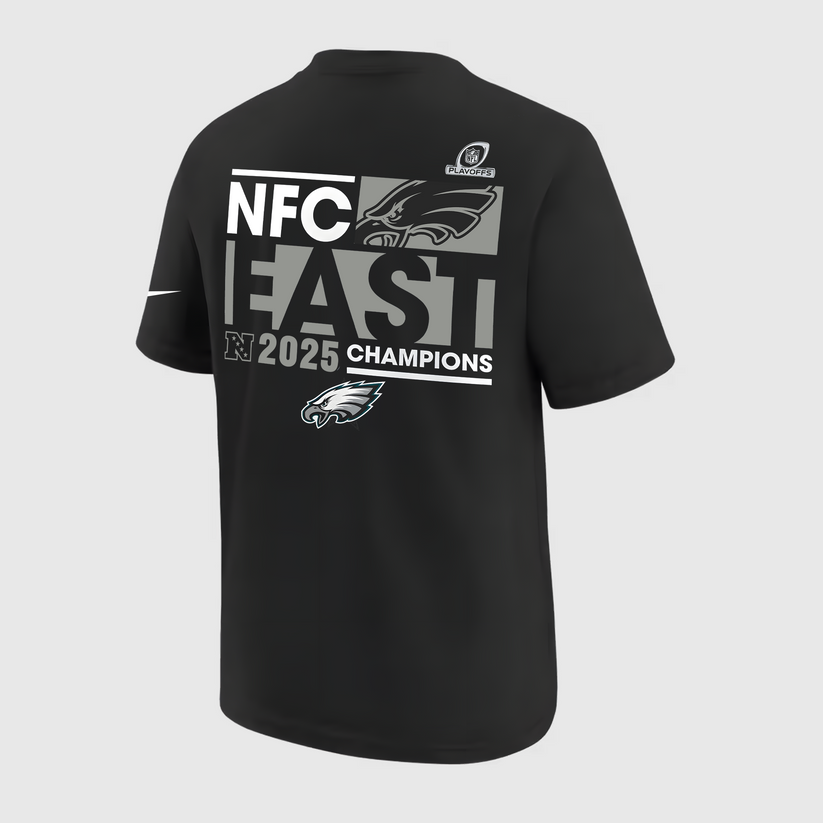 Philadelphia Eagles 2025 NFC East Division Champions Locker Room Trophy Collection T-Shirt