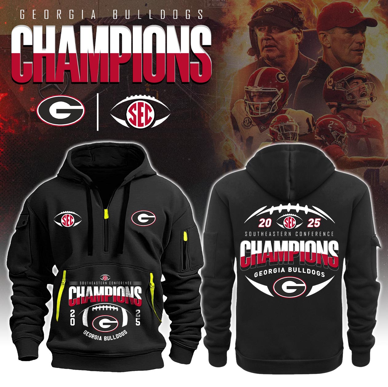 Georgia Football x Sec Champions 2025 New Hoodie Limited Edition