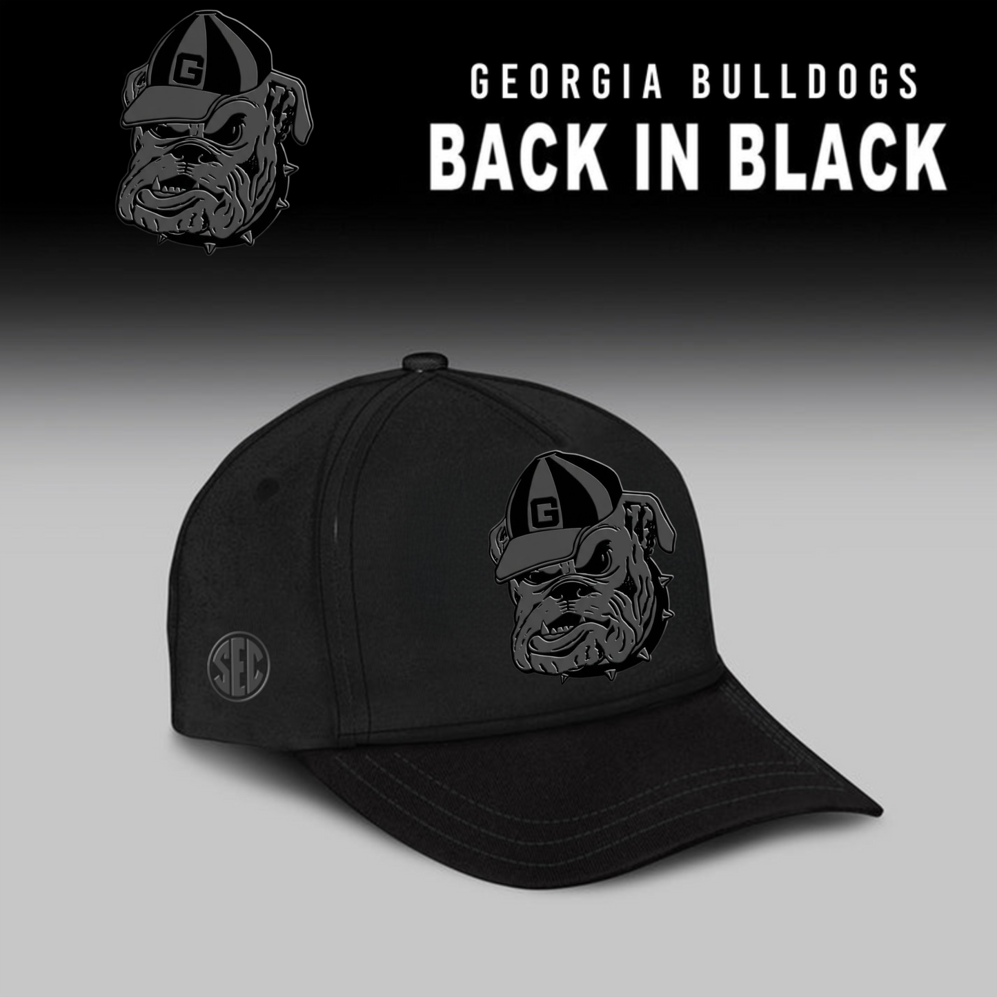 "Classic Bulldogs Head" - Georgia Bulldogs 2026 Back In Black Half Zip Hoodie