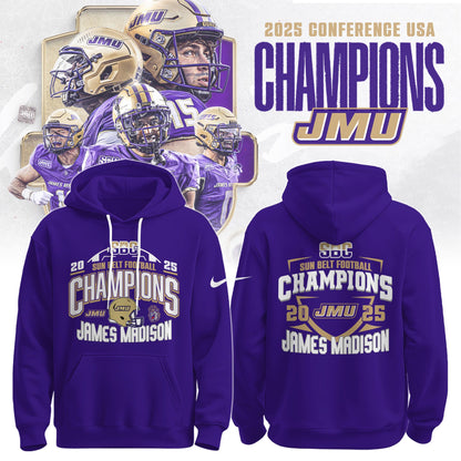 .JMU 2025 Sun Belt Football Conference Champions Hoodie Limited Edition